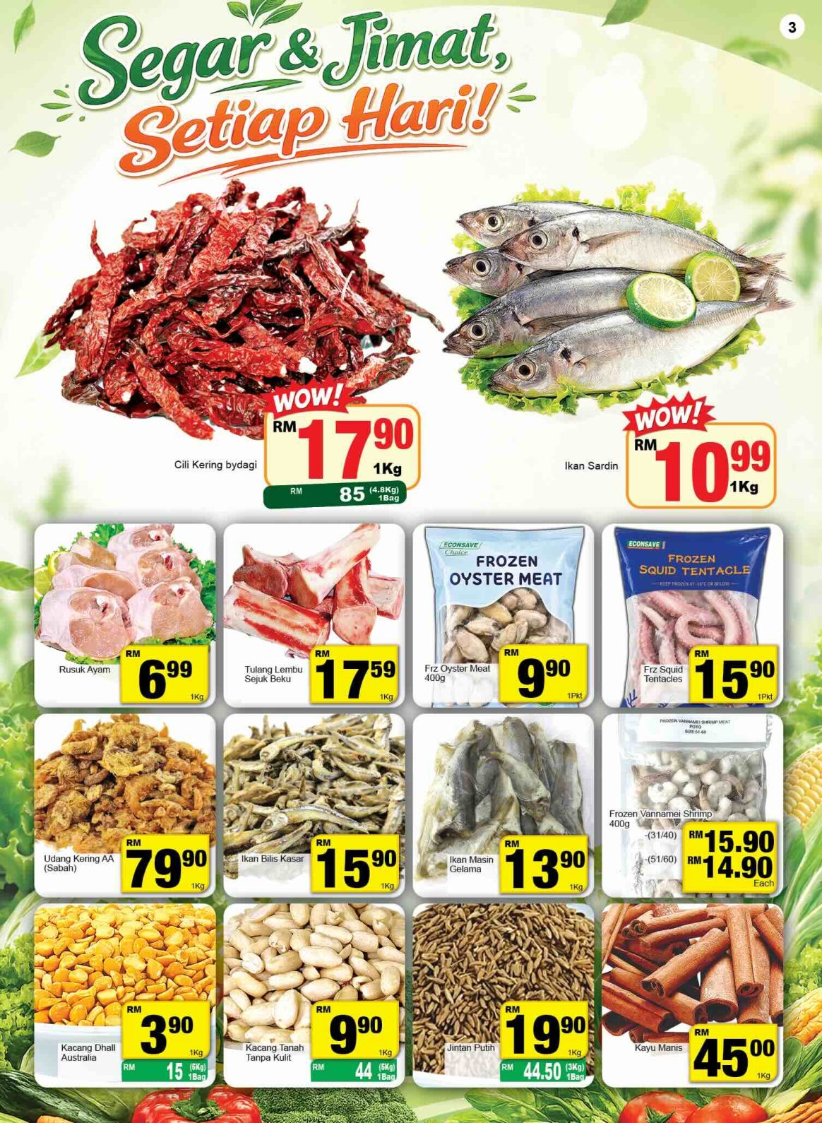 Pilihan Makanan Laut, Daging dan Bahan Masakan Segar Dengan Harga Berpatutan